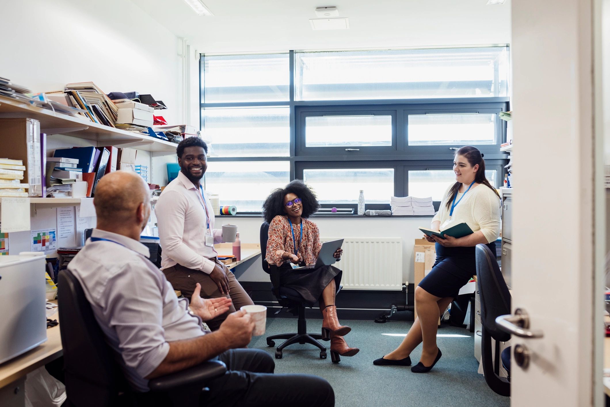 Diverse professionals collaborating in an office